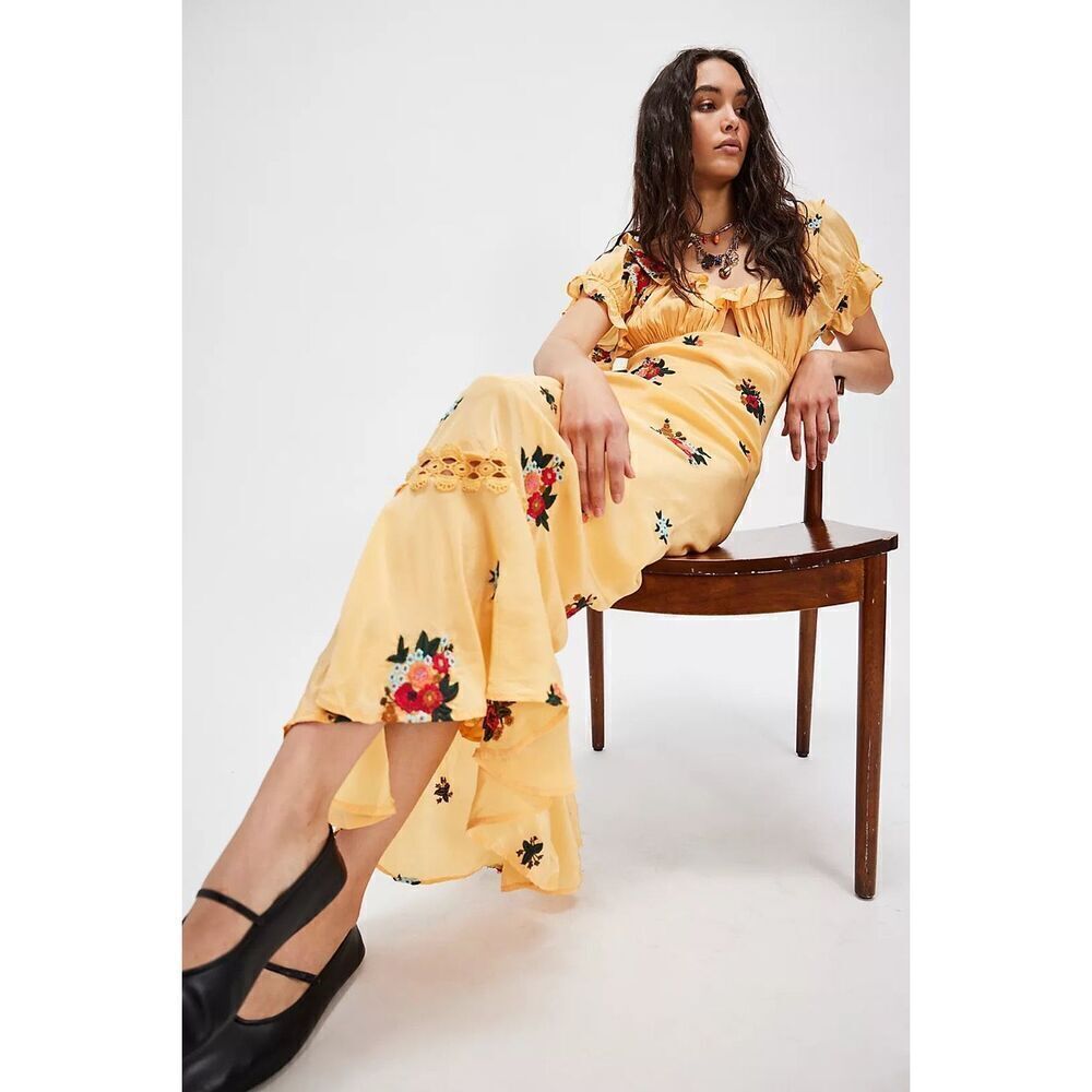Free People Women's Multicolor Bali Santa Cruz Floral Maxi Dress Small NWOT